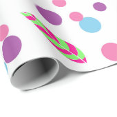 bunte Punkte mit Blätter Geschenkverpackung Geschenkpapier (Rolleneckpunkt)
