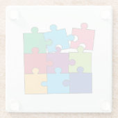 Bunte Puzzlespielstücke Glasuntersetzer (Rückseite)