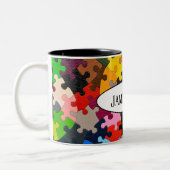 bunte Puzzleteile Zweifarbige Tasse (Links)