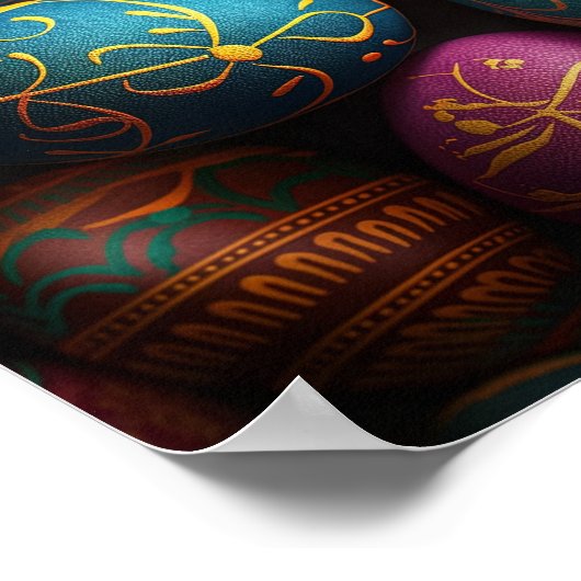 Bunte, pysanky ukrainische Ostereier Poster (Ecke)