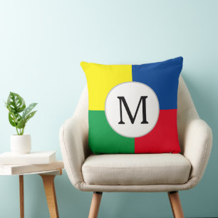 Bunte Quadrate Benutzerdefiniertes Monogramm Anfan Kissen
