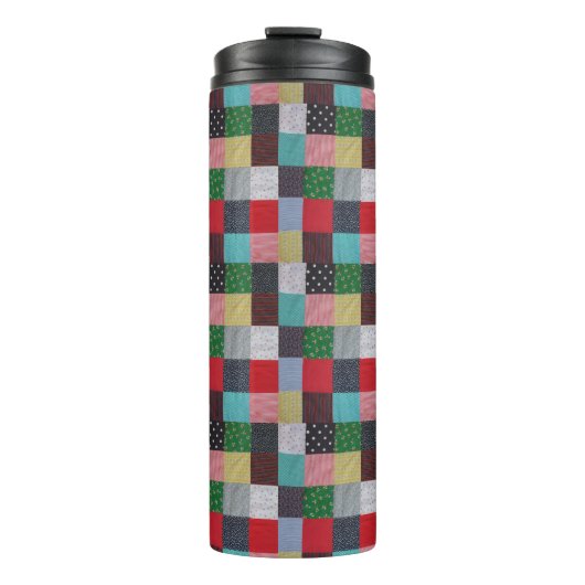 bunte Quadrate der Kernpatchwork Thermosbecher (Vorderseite)