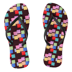Bunte Quadrate Flip Flops Badesandalen