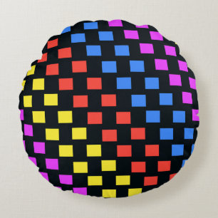 Bunte Quadrate Rundes Kissen