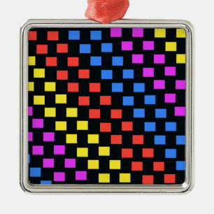 Bunte Quadrate Silbernes Ornament
