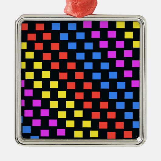 Bunte Quadrate Silbernes Ornament (Vorne)