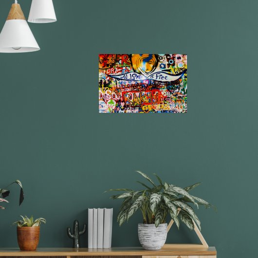 Bunte Raffiti-Mauer, Street Art Poster (Wohnzimmer 1)