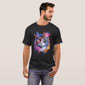 Bunte Ragamuffin-Katzengesichts-Splash-Art T-Shirt (Vorne ganz)