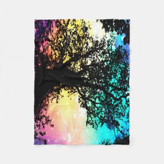 Bunte Raumdecke Schwarze Bäume Fleecedecke (Vorderseite)