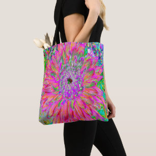 Bunte Regenbogen-Abstrakt Dekorative Dahlienblume Tasche