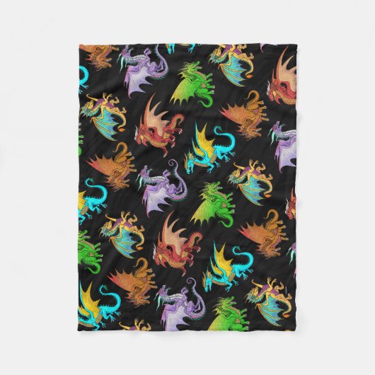 Bunte Regenbogen-Drache-Schule Fleecedecke (Vorderseite)