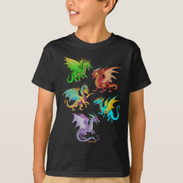 Bunte Regenbogen-Drache-Schule T-Shirt