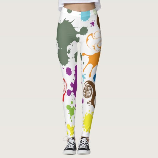 Bunte Regenbogen-Farbspritzer-Kunst-Leggings Leggings (Vorderseite)