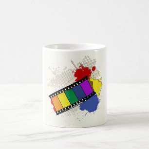 Bunte Regenbogen-Filmstreifen Pop-Art Kaffeetasse