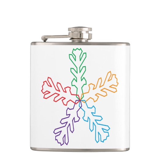 Bunte Regenbogen-Geometrische Schneeflocke Stern Flachmann (Vorderseite)