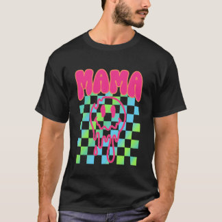 Bunte Regenbogen Karierte Mama Lustiger Gesichtsau T-Shirt