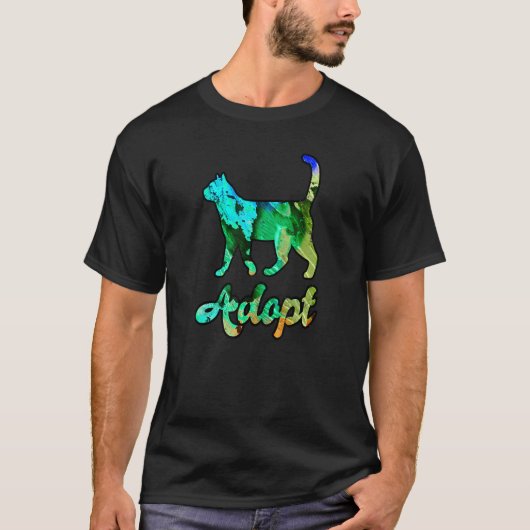 Bunte Regenbogen-Katzen Adoption T-Shirt (Vorderseite)