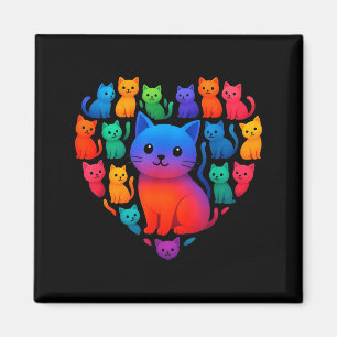Bunte Regenbogen Katzen Herz Valentinstag Katze Gr Magnet