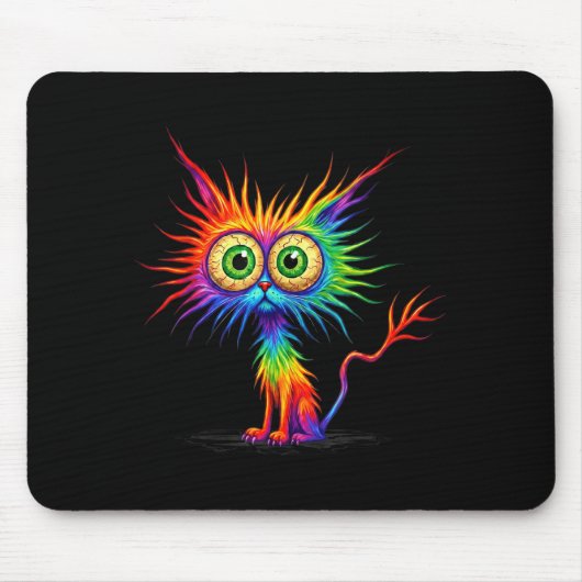 Bunte Regenbogen-Katzengrafik Mousepad (Vorne)