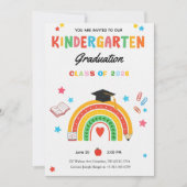Bunte Regenbogen Kindergarten Abschluss Einladung (Vorderseite)