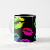 Bunte Regenbogen-Lippen Zweifarbige Tasse (Vorderseite Links)