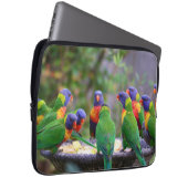Bunte Regenbogen-Lori-Papageien beim Essen Laptopschutzhülle (Vorne Rechts)