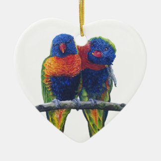 Bunte Regenbogen Lorikeets Papageien Keramik Ornament