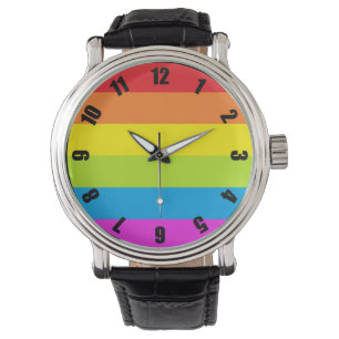 Bunte Regenbogen-Stolz-Uhr Armbanduhr