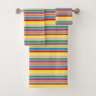 Bunte Regenbogen-Streifen Badhandtuch Set