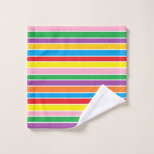 Bunte Regenbogen-Streifen Badhandtuch Set (Waschlappen)
