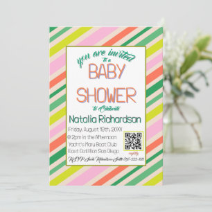 Bunte Regenbogen Streifen Moderne Babyparty Einladung