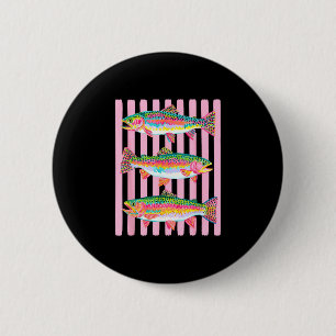 Bunte Regenbogenforelle preppy Sommer Seeben Leben Button