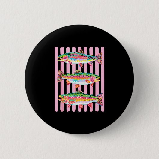 Bunte Regenbogenforelle preppy Sommer Seeben Leben Button (Vorderseite)