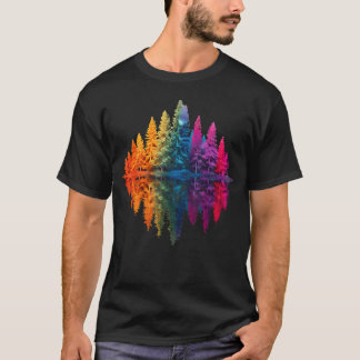 Bunte Regenbogenwald-Baumreflexion-Wildnis T-Shirt
