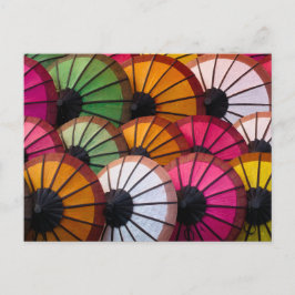Bunte Regenschirme: Luang Prabang Markt Postkarte