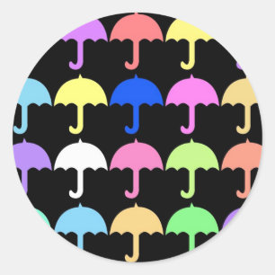 Bunte Regenschirme Runder Aufkleber