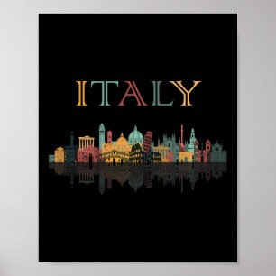 Bunte Reise durch Italien Familien-Shirt Europäisc Poster