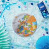 Bunte Reise-Karte Pappteller (Party)