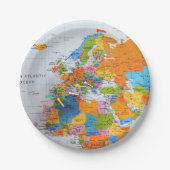 Bunte Reise-Karte Pappteller (Vorderseite)
