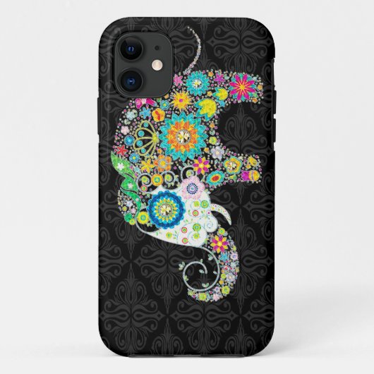 Bunte Retro-Blumen-Elefanten-Design Case-Mate iPhone Hülle (Rückseite)