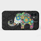 Bunte Retro-Blumen-Elefanten-Design Case-Mate iPhone Hülle (Rückseite (Horizontal))