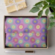 Bunte Retro-Blumen in Lila, Rosa und Grün