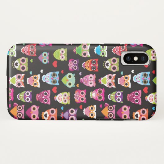 Bunte Retro Eulen Case-Mate iPhone Hülle (Rückseite (Horizontal))