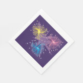 Bunte Retro-Feuerwerke platzen auf Serviette (Ecke)