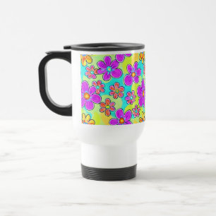 Bunte Retro-Gänseblümchen-Tasse Reisebecher