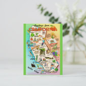 Bunte Retro-Kalifornien-Karte - Postkarte (Stehend Vorderseite)