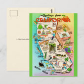 Bunte Retro-Kalifornien-Karte - Postkarte (Vorne/Hinten)
