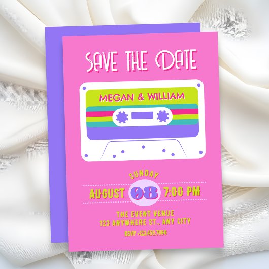Bunte Retro-Kassette Save The Date