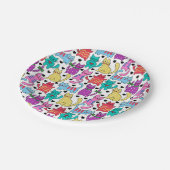 Bunte Retro Katzen-katzenartiges Muster Pappteller (Schrägansicht)