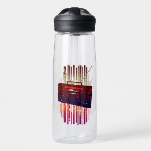 Bunte Retro-Lautsprecher-Kunst mit Neon-Musik-Ener Trinkflasche